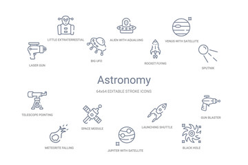 astronomy concept 14 outline icons