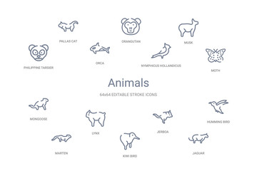 animals concept 14 outline icons