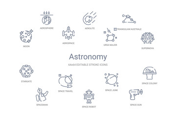 astronomy concept 14 outline icons