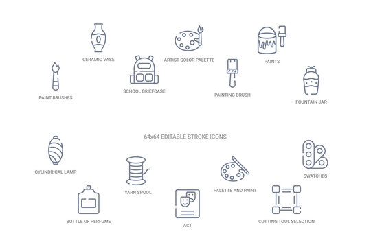 art concept 14 outline icons