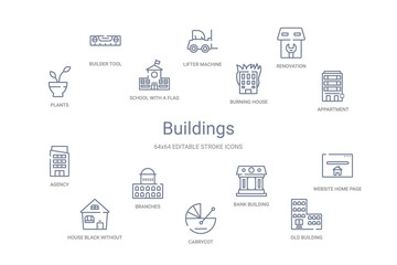 buildings concept 14 outline icons