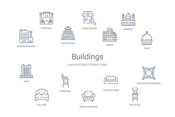 Fototapeta premium buildings concept 14 outline icons