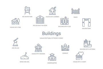 buildings concept 14 outline icons