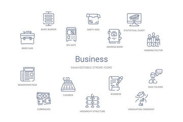 business concept 14 outline icons