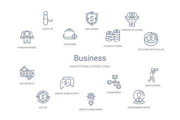 business concept 14 outline icons