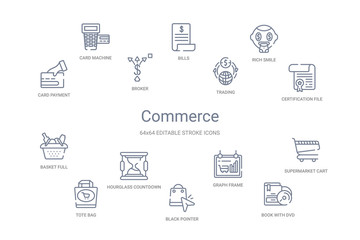 commerce concept 14 outline icons