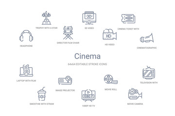 cinema concept 14 outline icons
