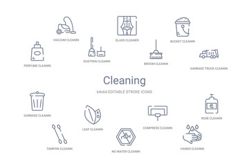 cleaning concept 14 outline icons