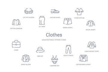 clothes concept 14 outline icons