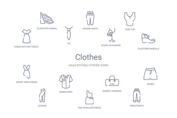 Fototapeta premium clothes concept 14 outline icons