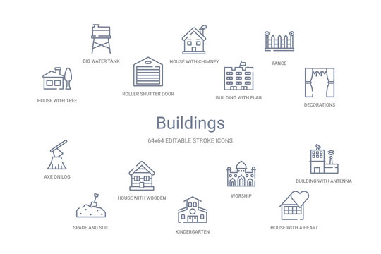 buildings concept 14 outline icons