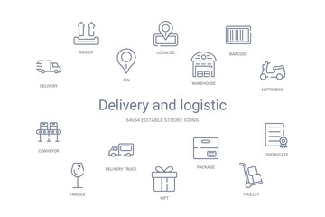 delivery and logistic concept 14 outline icons
