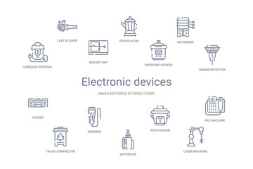electronic devices concept 14 outline icons