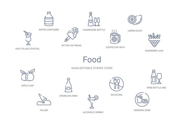 food concept 14 outline icons