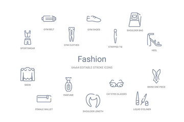 fashion concept 14 outline icons