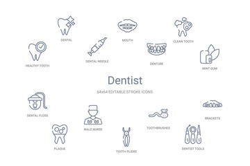 dentist concept 14 outline icons