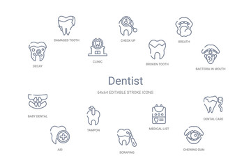 dentist concept 14 outline icons