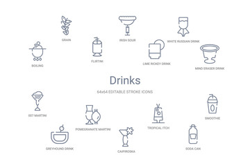 drinks concept 14 outline icons