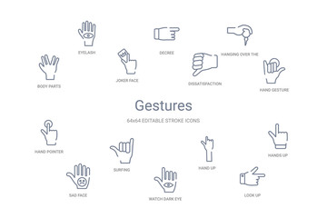 gestures concept 14 outline icons