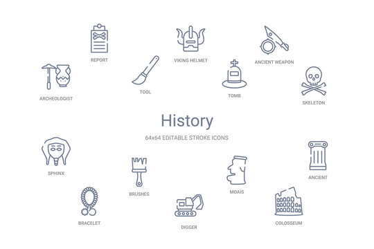 history concept 14 outline icons