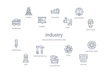 industry concept 14 outline icons