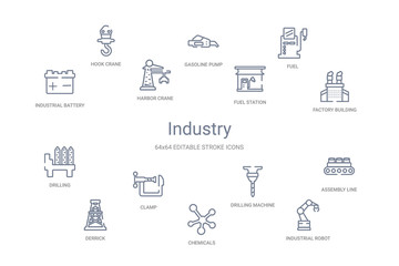 industry concept 14 outline icons