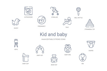 kid and baby concept 14 outline icons
