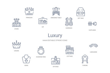 luxury concept 14 outline icons