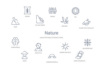 nature concept 14 outline icons