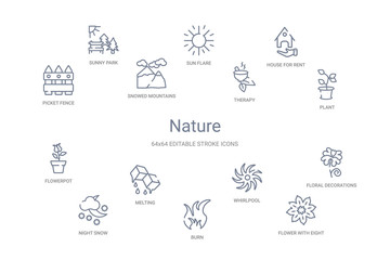 nature concept 14 outline icons