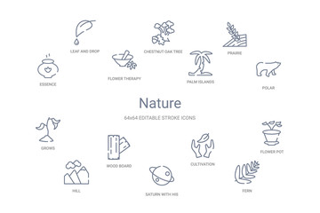 nature concept 14 outline icons