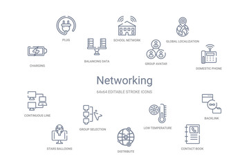 networking concept 14 outline icons
