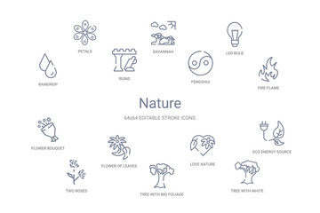 nature concept 14 outline icons