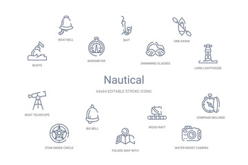 nautical concept 14 outline icons