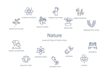 nature concept 14 outline icons