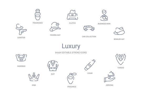 luxury concept 14 outline icons
