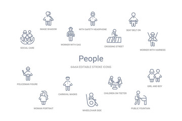 people concept 14 outline icons