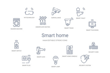 smart home concept 14 outline icons