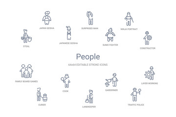 Fototapeta premium people concept 14 outline icons