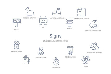signs concept 14 outline icons