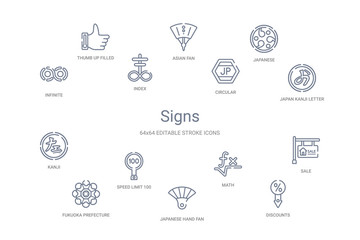 signs concept 14 outline icons