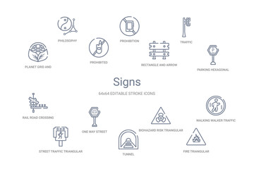 signs concept 14 outline icons