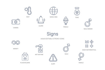 signs concept 14 outline icons