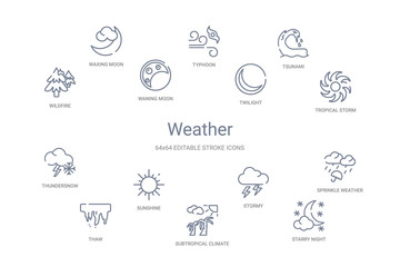 weather concept 14 outline icons