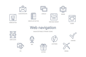 web navigation concept 14 outline icons