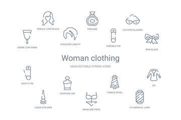 woman clothing concept 14 outline icons