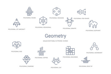 geometry concept 14 outline icons