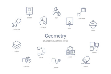 geometry concept 14 outline icons