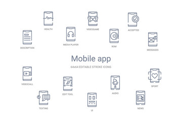 mobile app concept 14 outline icons