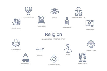religion concept 14 outline icons